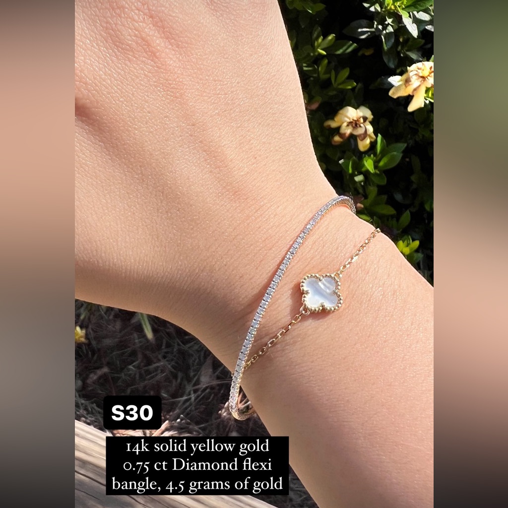 14k Solid Yellow Gold 0.75 Ct Diamond Flexi Bracelet